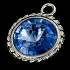 20mm x 16mm Light Sapphire/Bright Silver Twisted Setting for 12mm Swarovski Rivoli #CKA170-General Bead