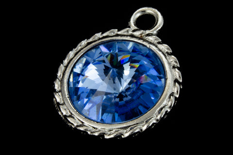 20mm x 16mm Light Sapphire/Bright Silver Twisted Setting for 12mm Swarovski Rivoli #CKA170-General Bead