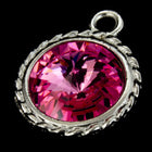 20mm x 16mm Rose/Bright Silver Twisted Setting for 12mm Swarovski Rivoli #CKA170-General Bead