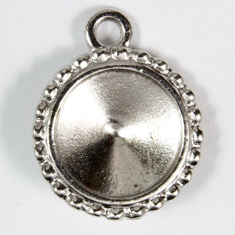 20mm x 16mm Bright Silver Twisted Setting for 12mm Swarovski Rivoli (All Colors) #CKA170-General Bead