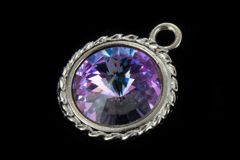 20mm x 16mm Vitrail Light/Bright Silver Twisted Setting for 12mm Swarovski Rivoli #CKA170-General Bead