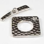 18mm Rhodium Hammered Square Toggle Clasp #CK171-General Bead