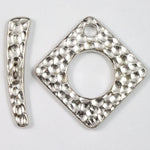 18mm Rhodium Hammered Square Toggle Clasp #CK171-General Bead