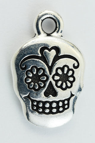 18.5mm Antique Silver Tierracast Pewter Sugar Skull Drop (20 Pcs) #CKA264-General Bead