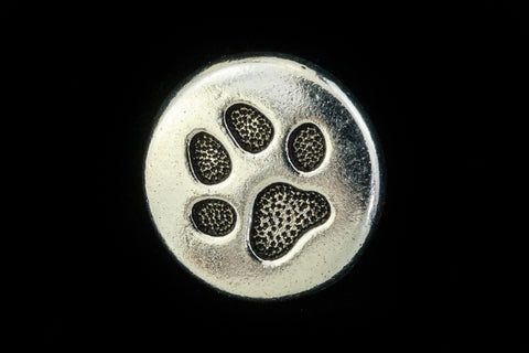 12mm Antique Silver Tierracast Paw Print Button (20 Pcs) #CKA273-General Bead