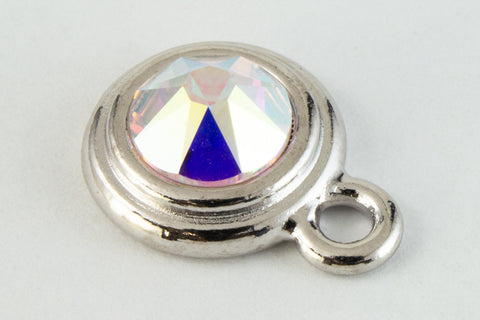 34ss Crystal AB/Bright Silver Tierracast Bezel Ear Post with Loop #CKA316-General Bead