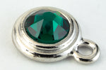 34ss Emerald/Bright Silver Tierracast Bezel Ear Post with Loop #CKA316-General Bead
