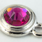 34ss Fuchsia/Bright Silver Tierracast Bezel Ear Post with Loop #CKA316-General Bead