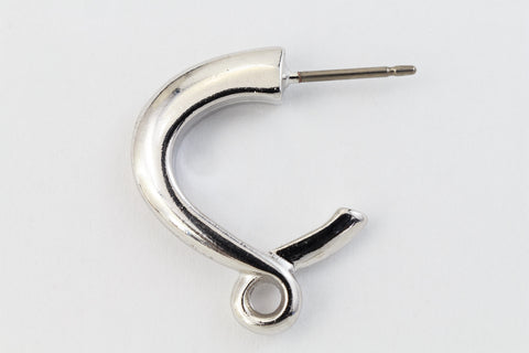 19mm Rhodium Tierracast Pewter Contemporary Loop Ear Post #CKA327-General Bead