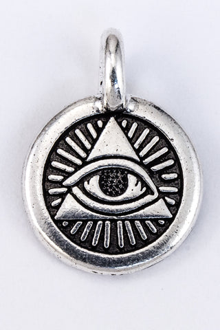 16.6mm Antique Silver Tierracast Eye of Providence Charm #CKA352-General Bead