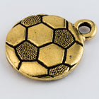 19mm Antique Gold Tierracast Pewter Soccer Ball Charm #CKA392-General Bead