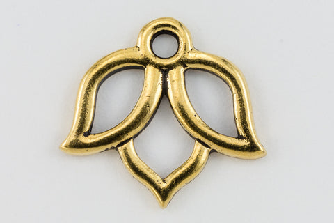 13mm Antique Gold Tierracast Pewter Open Lotus Charm (30 Pcs) #CKA396-General Bead