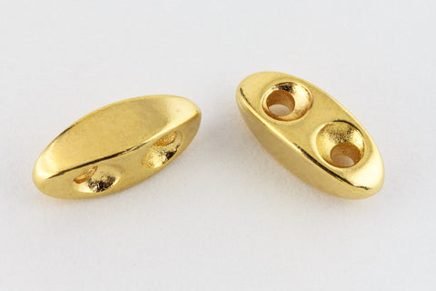4mm x 10mm Gold Tierracast Almond Two Hole Spacer Bar #CKA440-General Bead