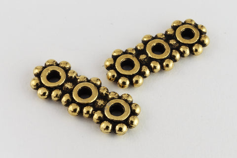 6mm x 16mm Antique Gold TierraCast 3 Hole Heishi Spacer Bar (20 Pcs) #CK481-General Bead