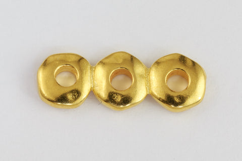 7mm x 18mm Bright Gold TierraCast 3 Hole Nugget Spacer Bar (20 Pcs) #CK483-General Bead