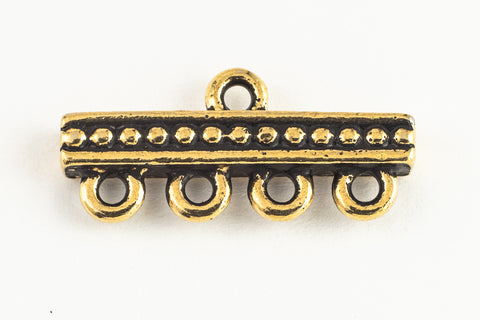 10mm x 22mm Antique Gold TierraCast Beaded 4 Loop End Bar (20 Pcs) #CK494-General Bead