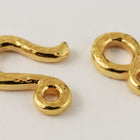 14mm Bright Gold Tierracast Pewter Hammered Hook & Eye Clasp (15 Sets) #CK519-General Bead