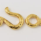 14mm Bright Gold Tierracast Pewter Hammered Hook & Eye Clasp (15 Sets) #CK519-General Bead