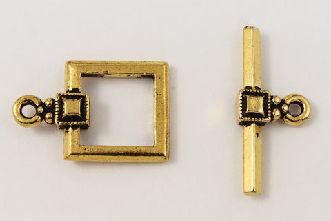 18.5mm Antique Gold Deco Square Toggle Clasp #CLB104-General Bead