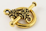 17mm Antique Gold Tierracast Pewter Leaf Toggle Clasp #CK530-General Bead