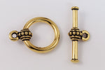 17mm Antique Gold Tierracast Pewter Beaded Toggle Clasp #CK531-General Bead