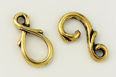 13mm Antique Gold Tierracast Pewter Vine Hook & Eye Clasp (15 Sets) #CK542-General Bead