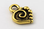 13mm Antique Gold Tierracast Spiral Heart Drop #CK564-General Bead