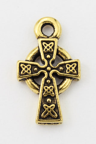 15mm Antique Gold Tierracast Celtic Cross Drop #CK565-General Bead
