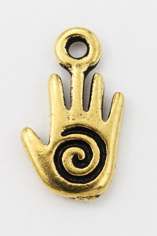 15mm Antique Gold Tierracast Spiral Hand Drop #CK568-General Bead