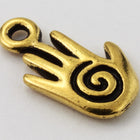 15mm Antique Gold Tierracast Spiral Hand Drop #CK568-General Bead