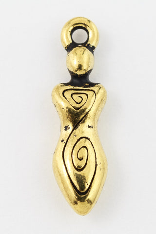 20mm Antique Gold Tierracast Spiral Goddess Drop #CK569-General Bead