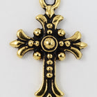 27mm Antique Gold Tierracast Fleur Cross Drop #CK572-General Bead