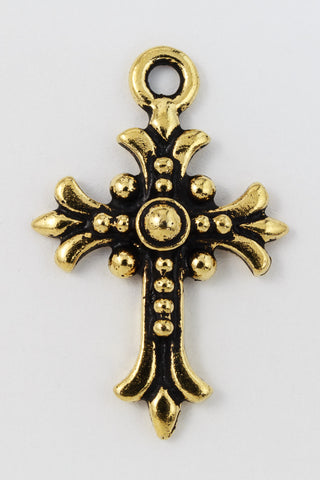 27mm Antique Gold Tierracast Fleur Cross Drop #CK572-General Bead