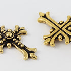 27mm Antique Gold Tierracast Fleur Cross Drop #CK572-General Bead