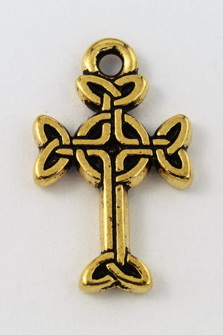 19mm Antique Gold Tierracast Celtic Cross Drop #CK573-General Bead