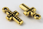 15mm Antique Gold Tierracast Beaded Cross Drop #CK574-General Bead