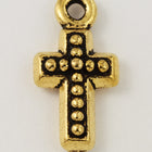 15mm Antique Gold Tierracast Beaded Cross Drop #CK574-General Bead