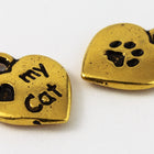 13mm Antique Gold Tierracast "Love My Cat" Drop #CK575-General Bead