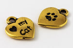 13mm Antique Gold Tierracast "Love My Cat" Drop #CK575-General Bead