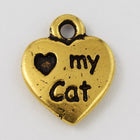 13mm Antique Gold Tierracast "Love My Cat" Drop #CK575-General Bead