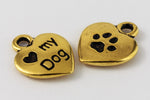 12mm Antique Gold Tierracast "Love My Dog" Drop #CK576-General Bead