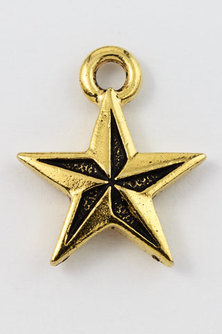 18mm Antique Gold Tierracast Nautical Star Drop #CK591-General Bead