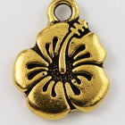 18mm Antique Gold Tierracast Hibiscus Drop #CK593-General Bead
