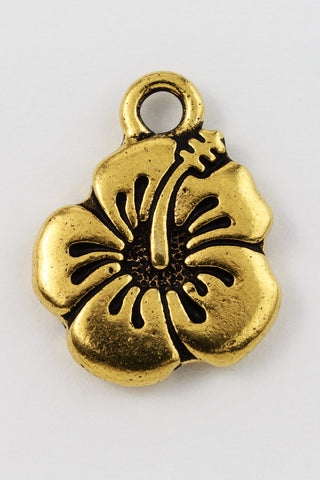 18mm Antique Gold Tierracast Hibiscus Drop #CK593-General Bead