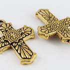 30mm Antique Gold Tierracast Talavera Cross Drop #CK595-General Bead