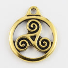 19mm Antique Gold Tierracast Triskele Drop #CK615-General Bead