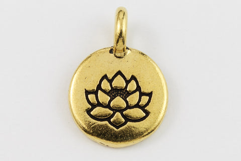 17mm Antique Gold Tierracast Lotus Charm #CK620-General Bead