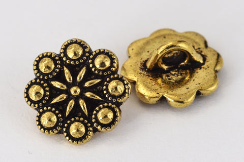 12mm Antique Gold TierraCast Czech Rosette Button (20 Pcs) #CK625-General Bead