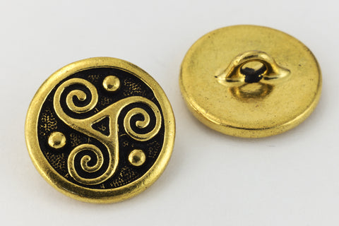 16mm Antique Gold TierraCast Triskele Button #CK633-General Bead