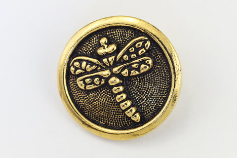 17mm Antique Gold TierraCast Dragonfly Button (20 Pcs) #CK638-General Bead